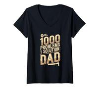 Womens DIY dads One Solution Dad Father’s Day V-Neck T-Shirt