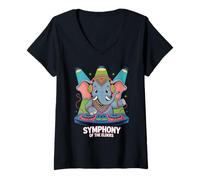 Womens Dj Animal Symphony of The Elders Vibes V-Neck T-Shirt
