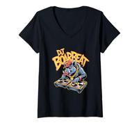 Womens DJ Boarbeat Wild Boar Turntable Vinyl Hip Hop Rave V-Neck T-Shirt