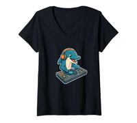 Womens DJ Dolphin on Decks V-Neck T-Shirt