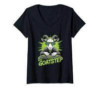 Womens DJ Goatstep EDM Rave Dubstep Party Vibes V-Neck T-Shirt