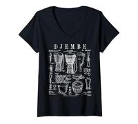 Women's Djembe Drum African Drummer Drumming Music Vintage Patent V-Neck T-Shirt