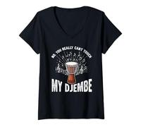 Womens Djembe You Can't Touch Djembe Player Drumming African Drum V-Neck T-Shirt