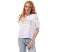 Women's DKNY Flaked Rhinestone Logo T-shirt in White