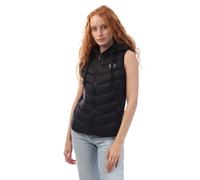 Women's DKNY Hooded Puffer Vest with Logo Drawcord in Black