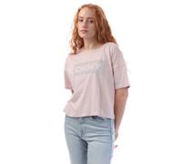 Women's DKNY Rhinestone Logo Cropped SS T-Shirt in White
