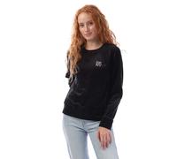 Women's DKNY Rhinestone Velour Logo Crew Neck Sweatshirt in Black