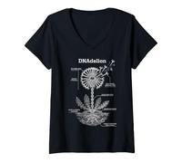 Women's DNA Double Helix DNAdelion Dandelion Biology Science Pun V-Neck T-Shirt