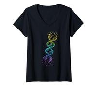 Women's DNA Double Helix Genetics Science Biology Students Teachers V-Neck T-Shirt