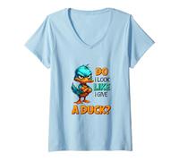 Womens Do I Look Like I Give a Duck Funny Meme V-Neck T-Shirt