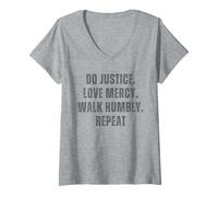 Womens Do Justice Love Mercy Walk Humbly Repeat V-Neck T-Shirt
