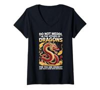 Womens Do Not Meddle in The Affairs of Dragons for You are Crunchy V-Neck T-Shirt