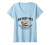 Womens Do Not Pet the Fluffy Cows South Dakota Quote Funny Bison V-Neck T-Shirt