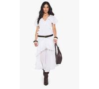Womens Dobby Frill Detail Maxi Dress - White - 10, White