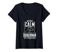 Women's Doberman Keep Calm It's A Doberman NOT A Shark V-Neck T-Shirt