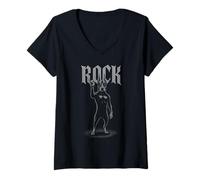 Womens Doberman Pinscher Rock Music Retro Vintage Dog Lover V-Neck T-Shirt