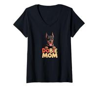 Womens Dobie Mom Funny Doberman Pinscher V-Neck T-Shirt