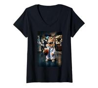 Women's Doctor Easter Bunny Drinking iced Coffee, Meme Rabbit Cute V-Neck T-Shirt