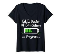 Womens Doctor of Education Ed.D. in Progress and Slow Loading V-Neck T-Shirt