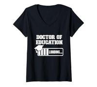 Women's Doctor of Education Loading Funny Graduation Cap Loading Bar V-Neck T-Shirt