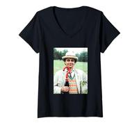 Womens Doctor Who Sylvester McCoy The Silver Nemesis 1988 V-Neck T-Shirt