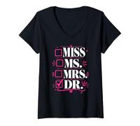Women's Doctoral Thesis Miss Ms. Mrs. Dr. Doctorate Women Doctor V-Neck T-Shirt