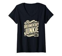 Women's Documentary Junkie documentaries Movie Marathon Lover V-Neck T-Shirt