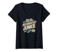 Women's Documentary Junkie documentaries Movie Marathon Lover V-Neck T-Shirt