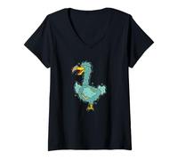 Women's Dodo Bird with Glasses and Book V-Neck T-Shirt
