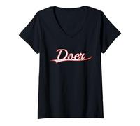 Women's Doer Entrepreneur High Achiever Vintage Varsity Distressed V-Neck T-Shirt