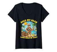 Women's Does My Head Look Bald in This Funny Vacation Dad Joke V-Neck T-Shirt