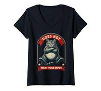 Women's Does Not Want Your Input Funny Cat V-Neck T-Shirt