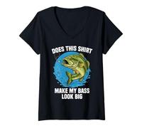 Womens Does This Shirt Make My Bass Look Big Fishing Humor Gifts V-Neck T-Shirt