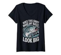 Womens Does This Shirt Make My Bass Look Big Funny Fishing Gifts V-Neck T-Shirt