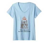 Womens Does Your CAT Rule Your World? The Queen is not Amused. V-Neck T-Shirt