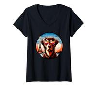 Women's Dog A The Eiffel Tower! Funny Paris Vacation V-Neck T-Shirt