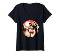 Women's Dog At Ha Long Bay On A Vietnam Vacation V-Neck T-Shirt