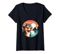 Women's Dog At Ha Long Bay Vietnam V-Neck T-Shirt