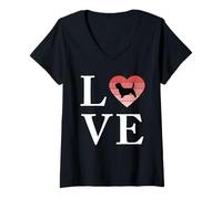 Womens Dog Breed Basset Griffon Vendeen Grand Word Love Typography V-Neck T-Shirt