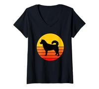 Womens Dog Breed East Siberian Laika Dog Retro Vintage V-Neck T-Shirt