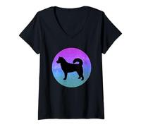 Womens Dog Breed East Siberian Laika Dog Space Galaxy V-Neck T-Shirt