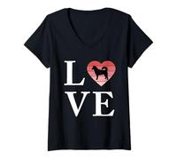 Womens Dog Breed East Siberian Laika Word Love Typography Retro V-Neck T-Shirt