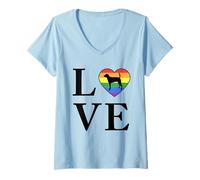 Womens Dog Breed English Foxhound Word Love Typography Retro V-Neck T-Shirt