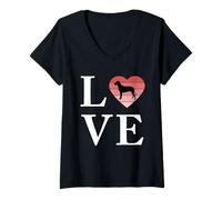 Womens Dog Breed Finnish Hound Word Love Typography Retro V-Neck T-Shirt