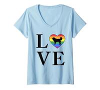 Womens Dog Breed Georgian Shepherd Word Love Typography Retro V-Neck T-Shirt
