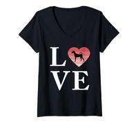 Womens Dog Breed Jagdterrier Word Love Typography Retro V-Neck T-Shirt