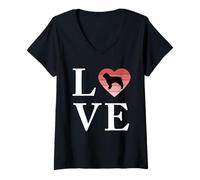 Womens Dog Breed Pyrenean Shepherd Word Love Typography Retro V-Neck T-Shirt
