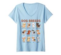 Women's Dog Breeds Names Chart Kids Easy Cute Dogs Learning Guide V-Neck T-Shirt