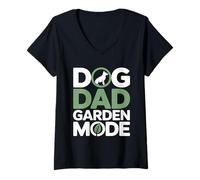 Women's Dog Dad Garden Mode Funny Gardening Lover V-Neck T-Shirt
