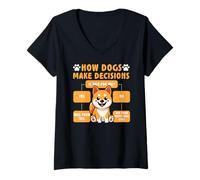 Womens Dog Decision-Making Chart. Dog Lovers V-Neck T-Shirt